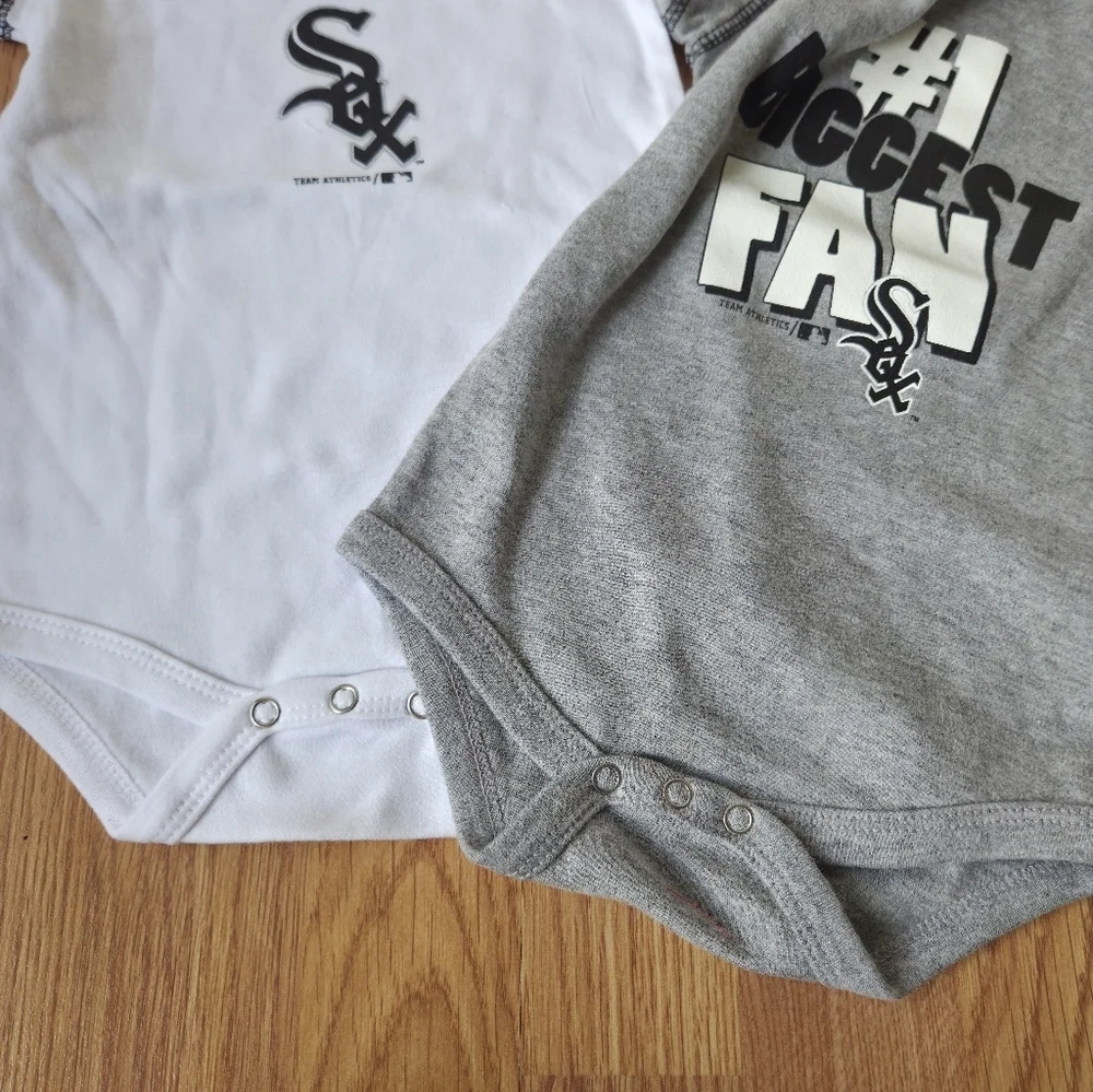 MLB Chicago White Sox Baby Bodysuits 18M NEW 2PC Baseball 100% Cotton